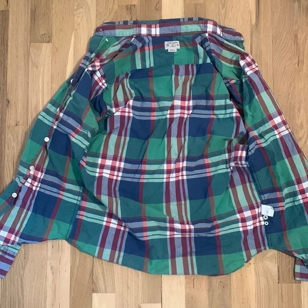 J. Crew Tailored Summer Plaid Button Down Shirt Red/Green/Blue/White Men’s S